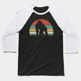 Silverback Gorilla Silhouette Distressed Vintage Graphic Baseball T-Shirt